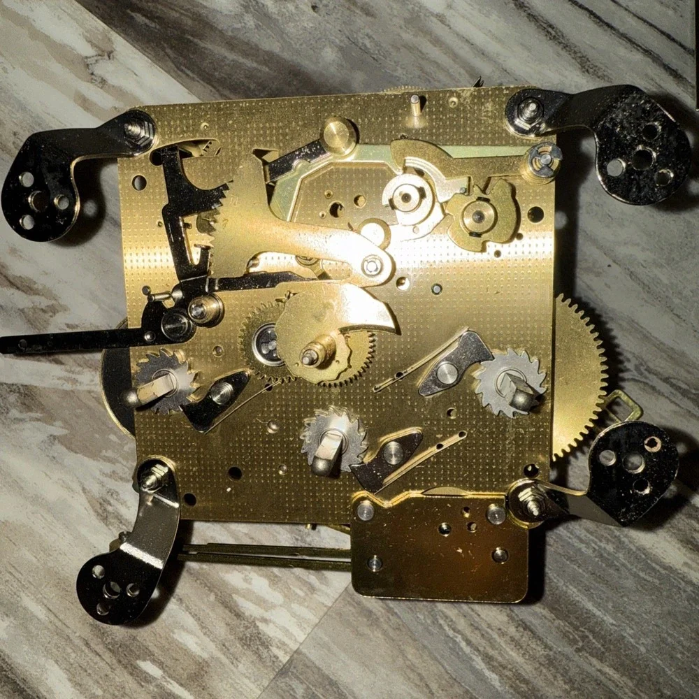 Vintage Grandfather Clock Parts Lot Emperor Face Frank Hermle Movement Hands Key
